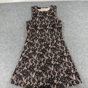 Metaphor Womens Black Floral Lace Fit and Flare Sleeveless Cocktail Dress Medium
